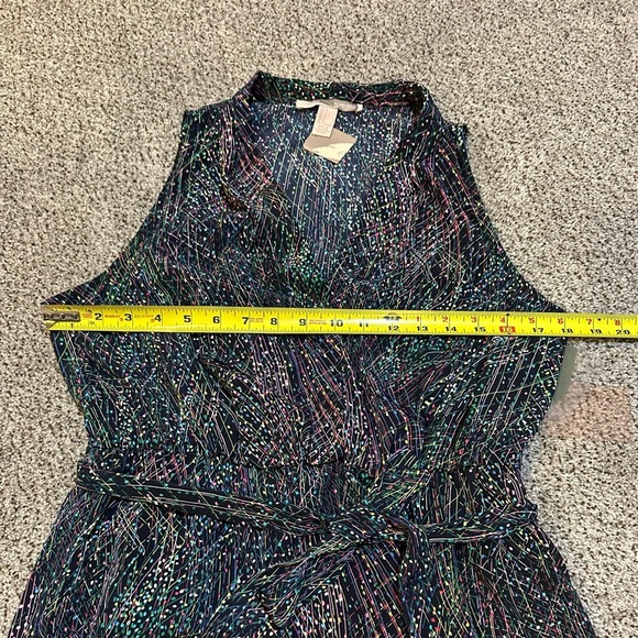 FOREVER 21 Sz L Black Pink Green Dress Multicolor Abstract Print Bow Belt R $38 - Picture 7 of 11